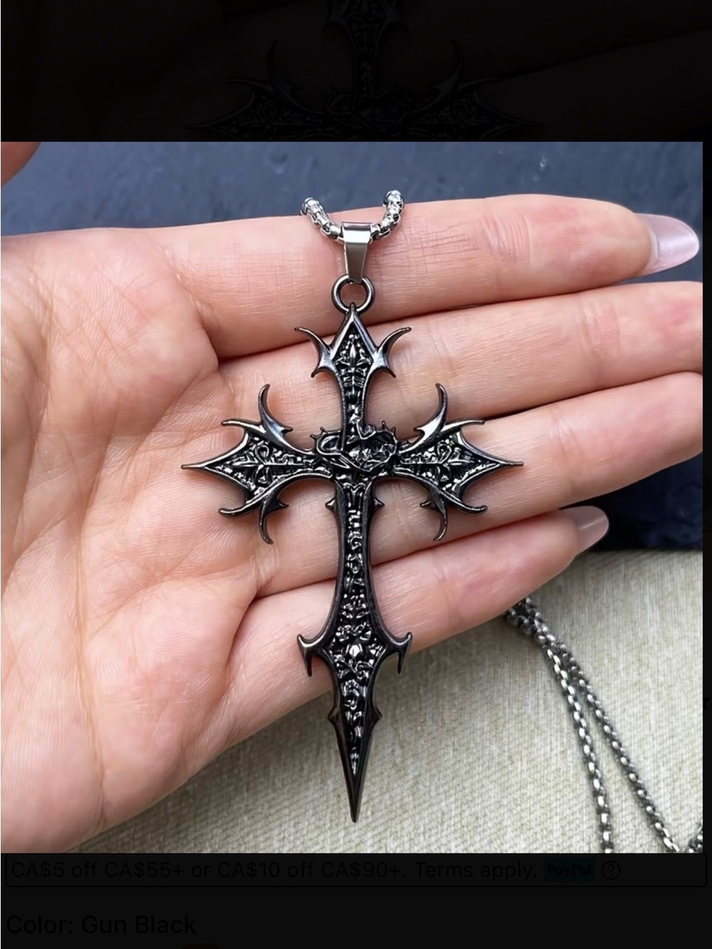 ⭐️ Gothic Black Cross Pendant Necklace New